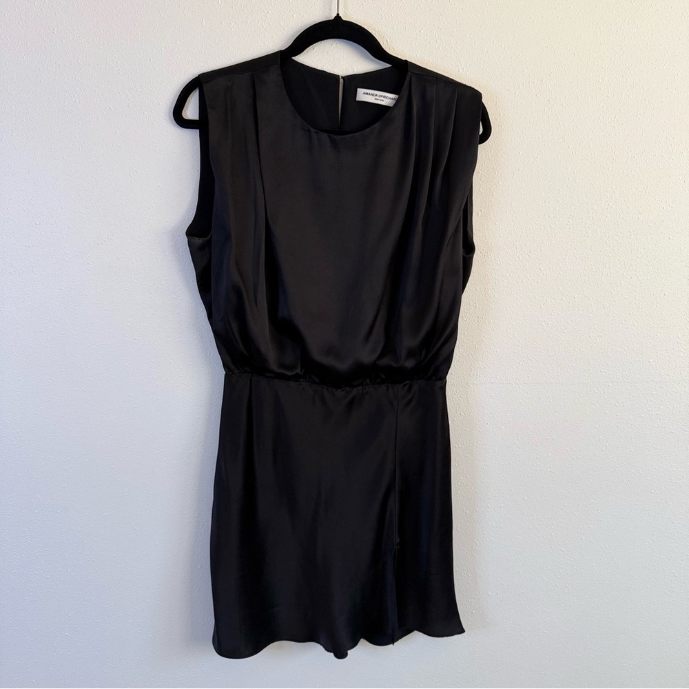 Amanda Uprichard 100% Silk Black Cocktail Evening Dress Minimalist Size M - Picture 7 of 13